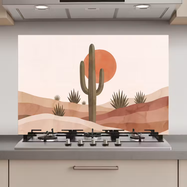 Spatscherm keuken - Cactus - Duinen - Modern - Landschap - Groen — 1