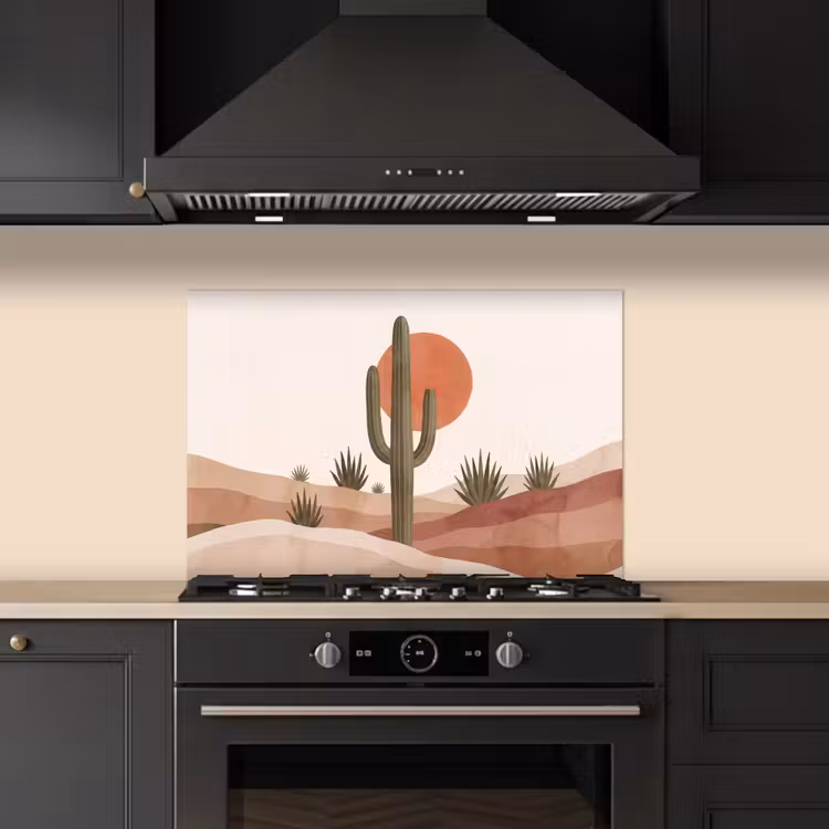 Spatscherm keuken - Cactus - Duinen - Modern - Landschap - Groen — 2
