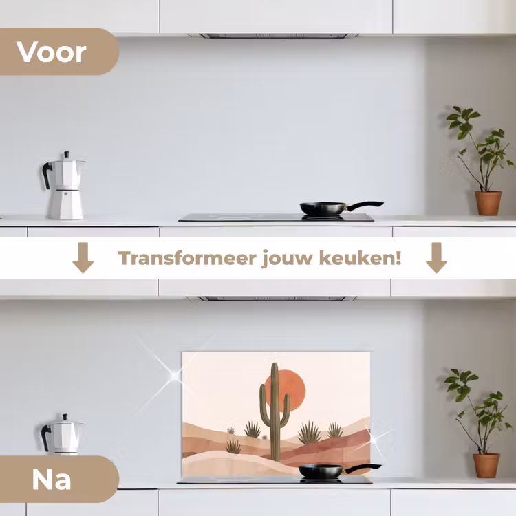 Spatscherm keuken - Cactus - Duinen - Modern - Landschap - Groen — 3
