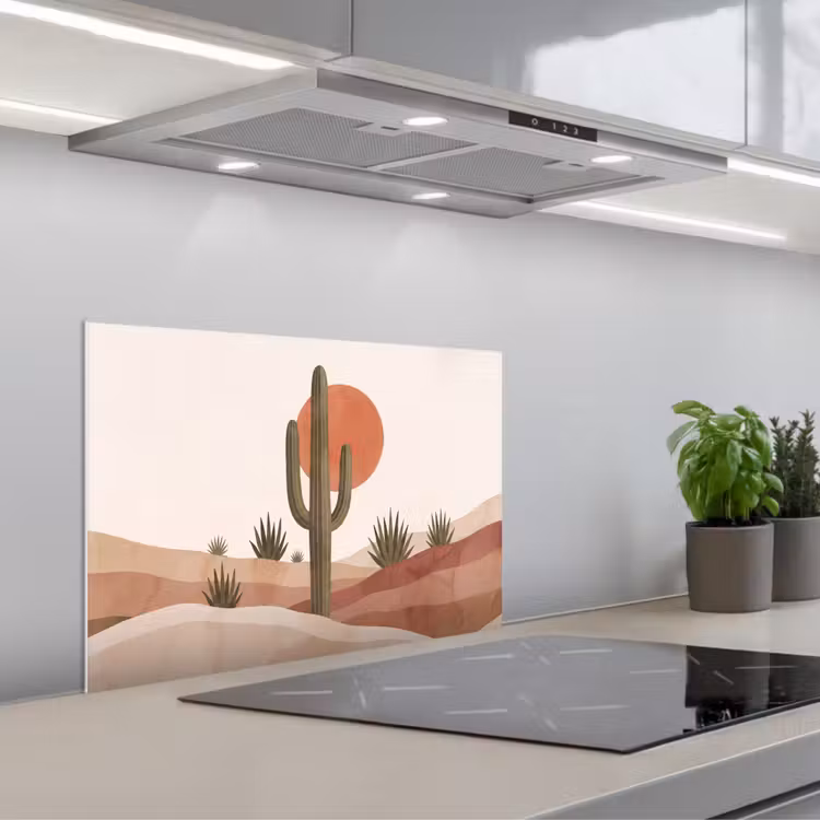 Spatscherm keuken - Cactus - Duinen - Modern - Landschap - Groen — 5