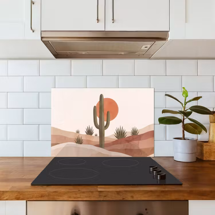 Spatscherm keuken - Cactus - Duinen - Modern - Landschap - Groen — 6