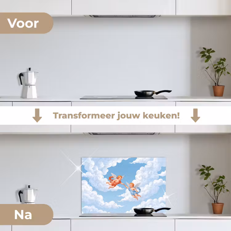 Spatscherm keuken - Engel - Vliegend - Klassiek - Blauw — 3
