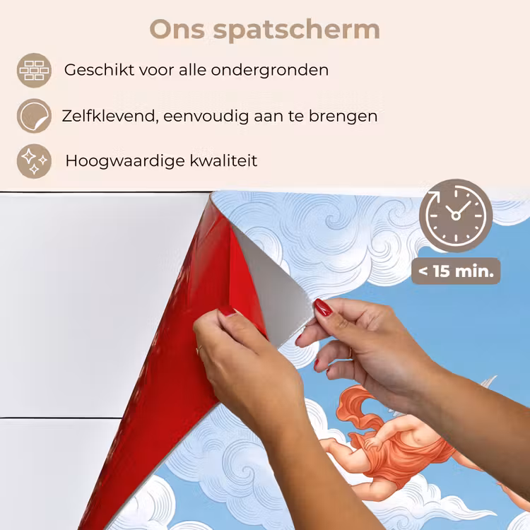 Spatscherm keuken - Engel - Vliegend - Klassiek - Blauw — 4
