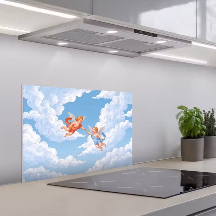Spatscherm keuken - Engel - Vliegend - Klassiek - Blauw — 5
