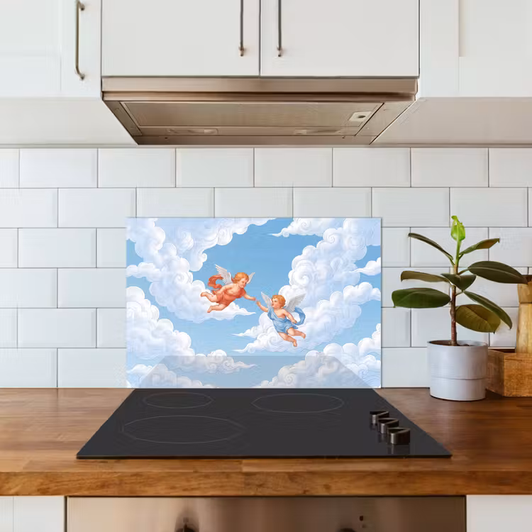 Spatscherm keuken - Engel - Vliegend - Klassiek - Blauw — 6