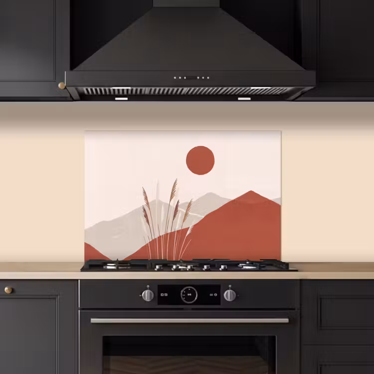 Spatscherm keuken - Gras - Landschap - Natuur - Abstract - Beige — 2