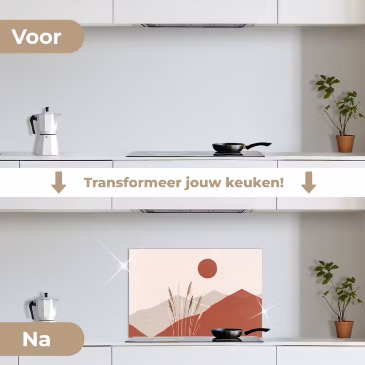 Spatscherm keuken - Gras - Landschap - Natuur - Abstract - Beige — 3