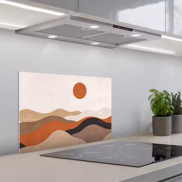 Spatscherm keuken - Landschap - Heuvels - Zon - Abstract - Oranje — 5