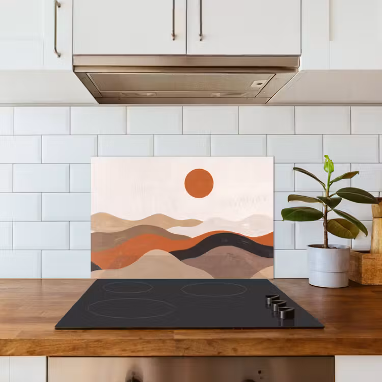 Spatscherm keuken - Landschap - Heuvels - Zon - Abstract - Oranje — 6