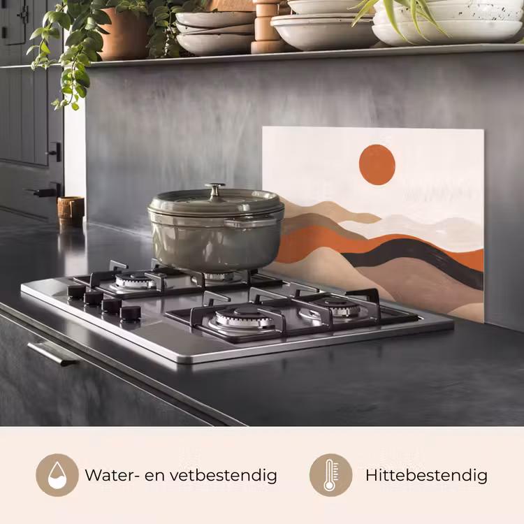 Spatscherm keuken - Landschap - Heuvels - Zon - Abstract - Oranje — 7