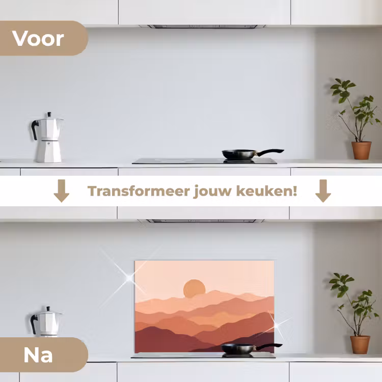 Spatscherm keuken - Natuur - Heuvels - Abstract - Modern - Oranje — 3