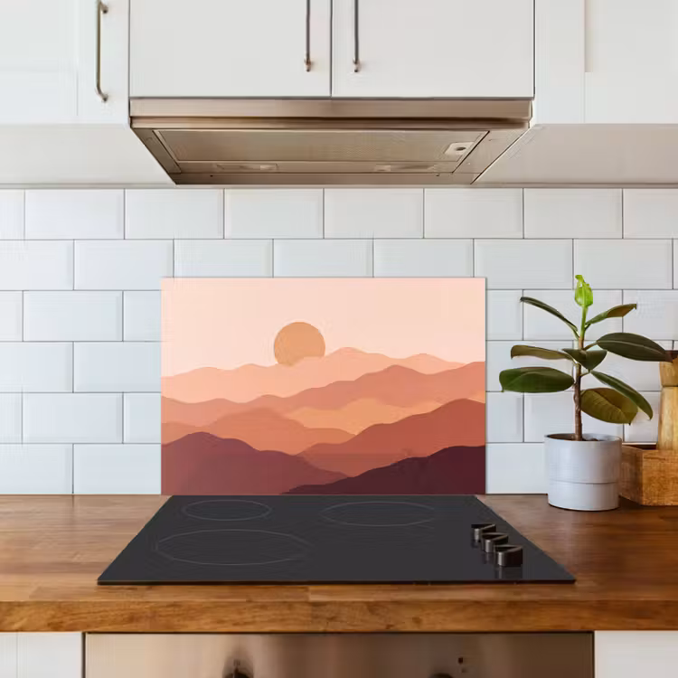 Spatscherm keuken - Natuur - Heuvels - Abstract - Modern - Oranje — 6