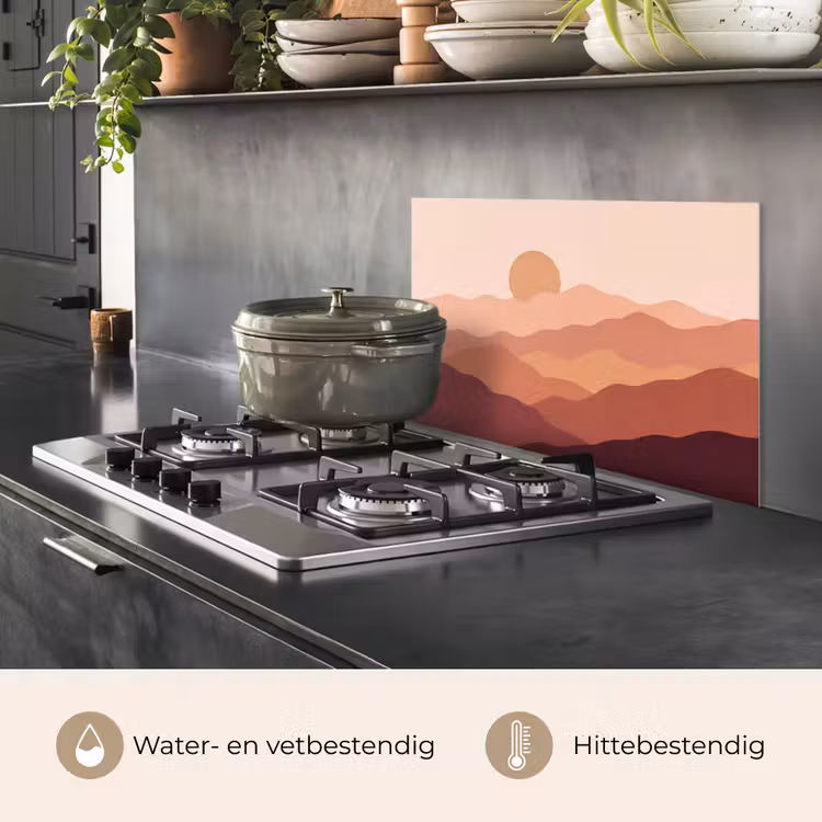 Spatscherm keuken - Natuur - Heuvels - Abstract - Modern - Oranje — 7