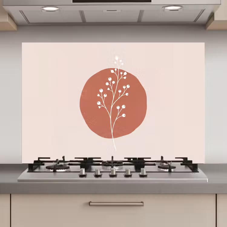 Spatscherm keuken - Plant - Tak - Abstract - Modern - Wit — 1