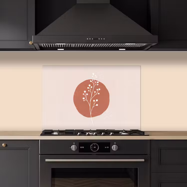 Spatscherm keuken - Plant - Tak - Abstract - Modern - Wit — 2
