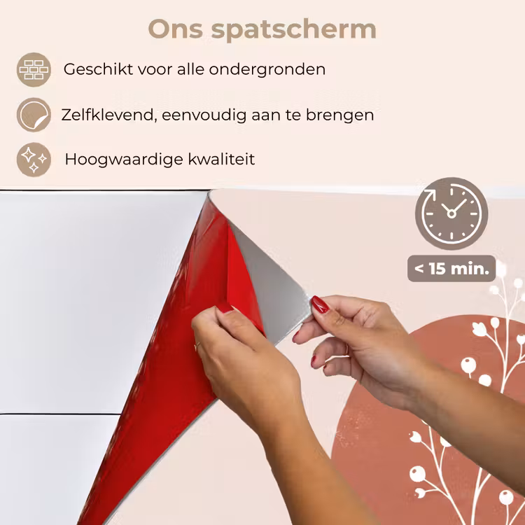 Spatscherm keuken - Plant - Tak - Abstract - Modern - Wit — 4
