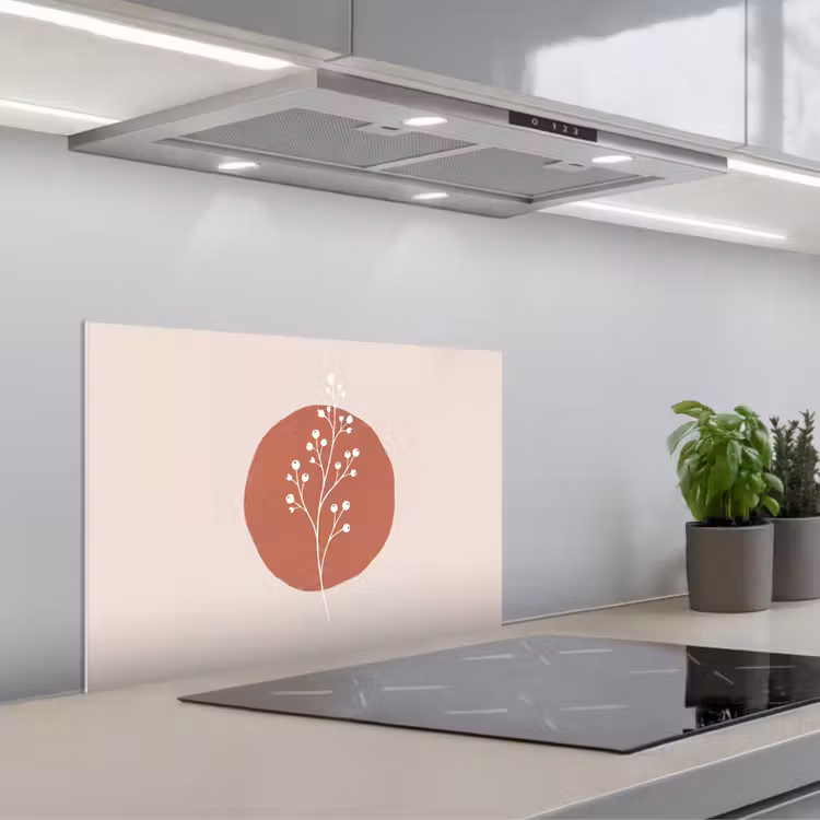 Spatscherm keuken - Plant - Tak - Abstract - Modern - Wit — 5