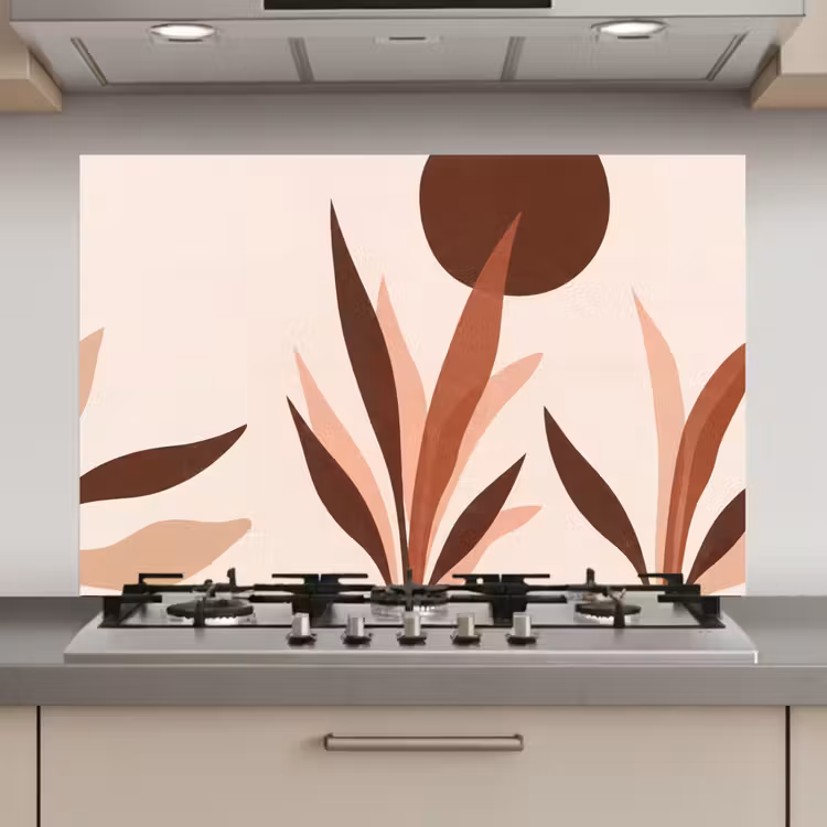 Spatscherm keuken - Planten - Abstract - Natuur - Bruin — 1