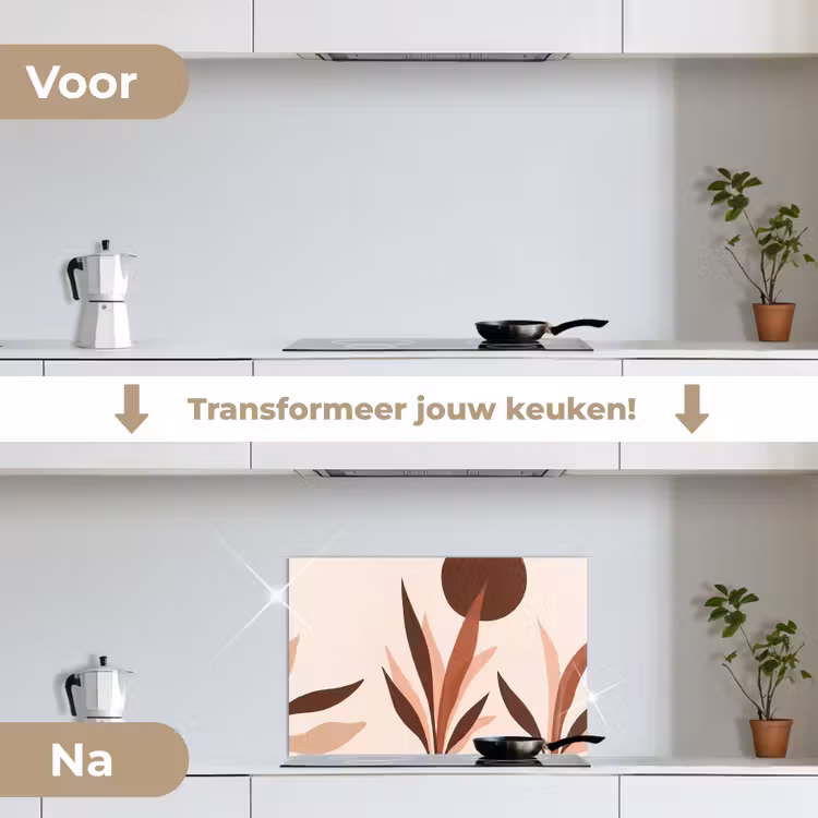 Spatscherm keuken - Planten - Abstract - Natuur - Bruin — 3