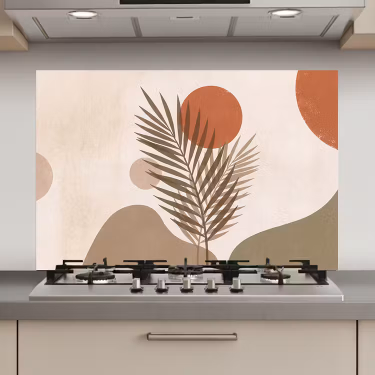Spatscherm keuken - Planten - Bladeren - Abstract - Modern - Beige — 1