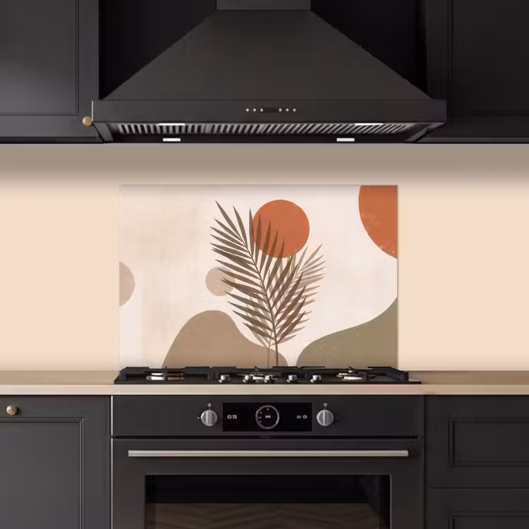 Spatscherm keuken - Planten - Bladeren - Abstract - Modern - Beige — 2