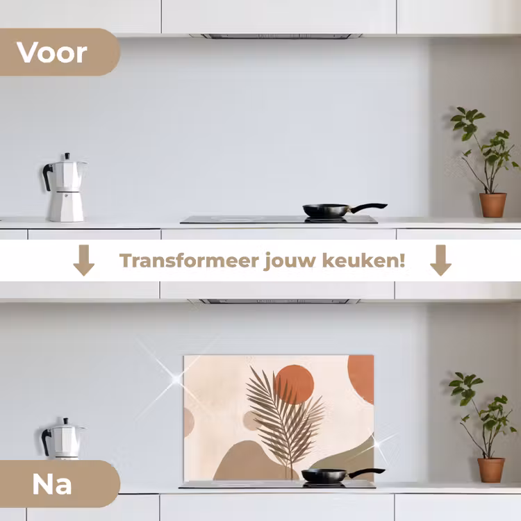 Spatscherm keuken - Planten - Bladeren - Abstract - Modern - Beige — 3