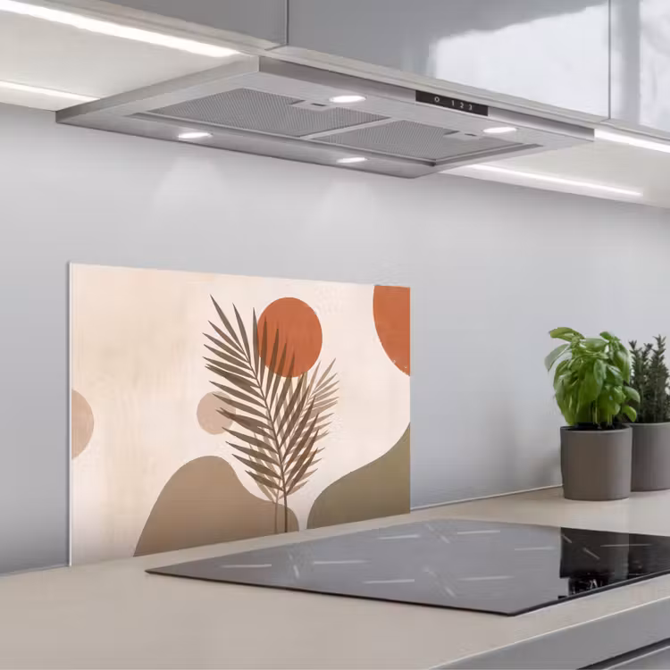 Spatscherm keuken - Planten - Bladeren - Abstract - Modern - Beige — 5