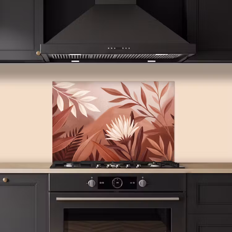 Spatscherm keuken - Planten - Bladeren - Botanisch - Modern - Bruin — 2