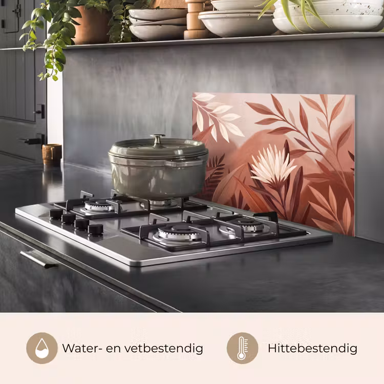 Spatscherm keuken - Planten - Bladeren - Botanisch - Modern - Bruin — 7