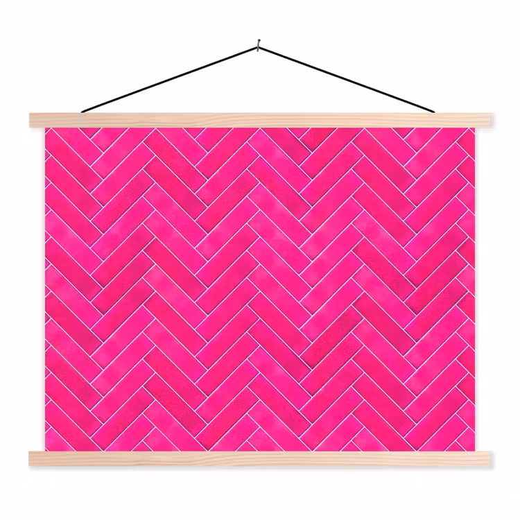 Schoolplaat - Visgraat - Wandtegel - Fuchsia - Roze — 1