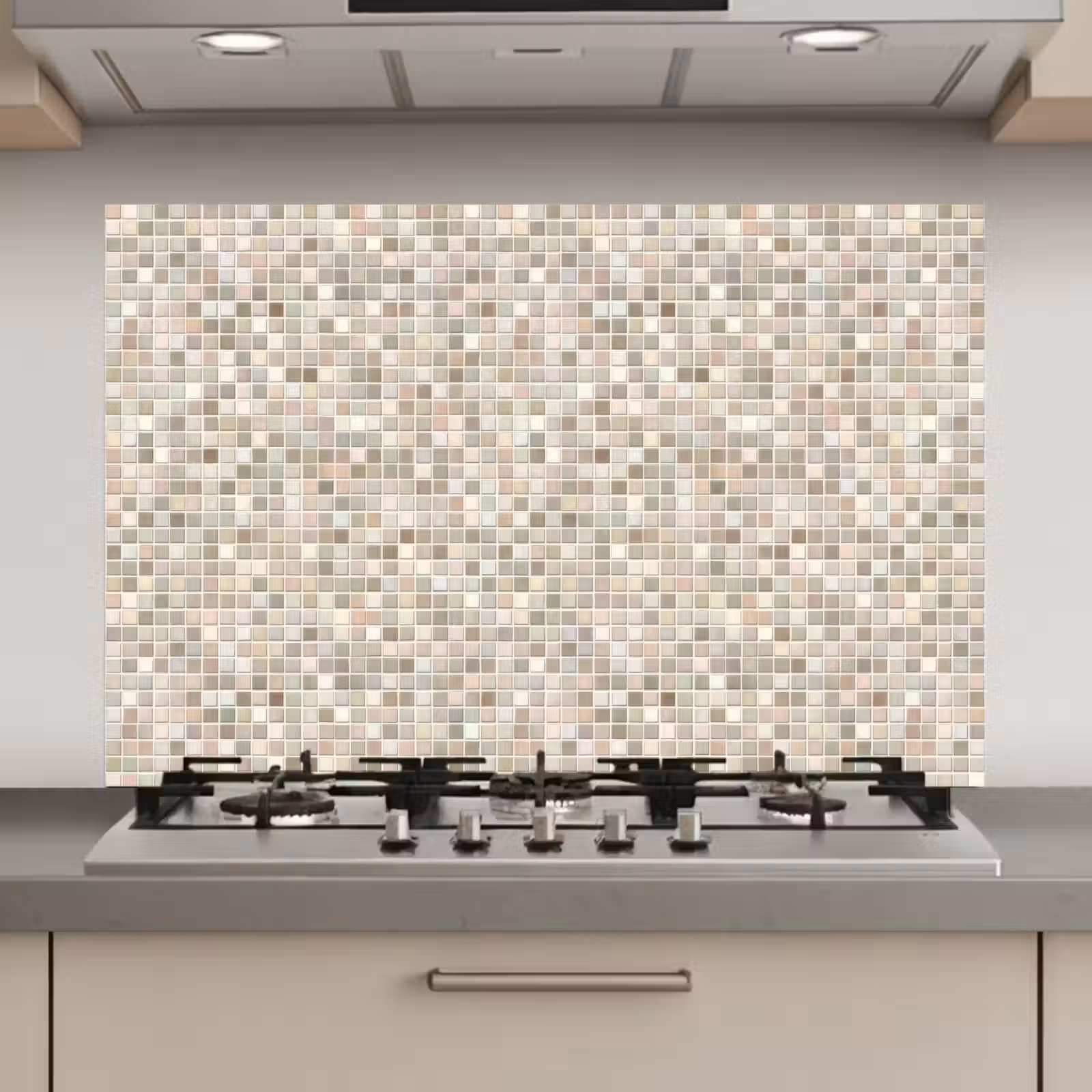 Spatscherm keuken - Mozaïek - Patroon- Taupe — 1
