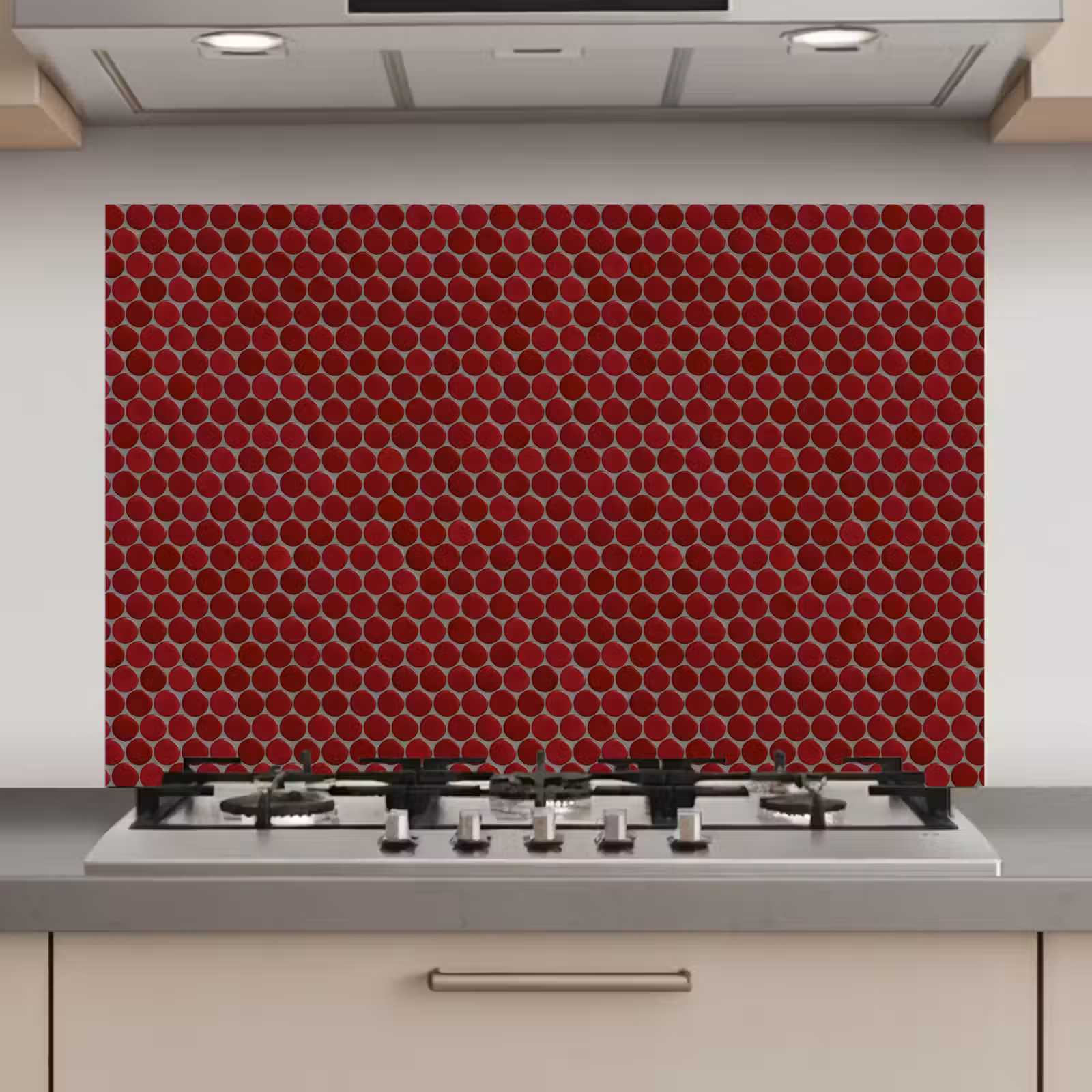 Spatscherm keuken - Penny - Mozaïek - Rond - Rood — 1