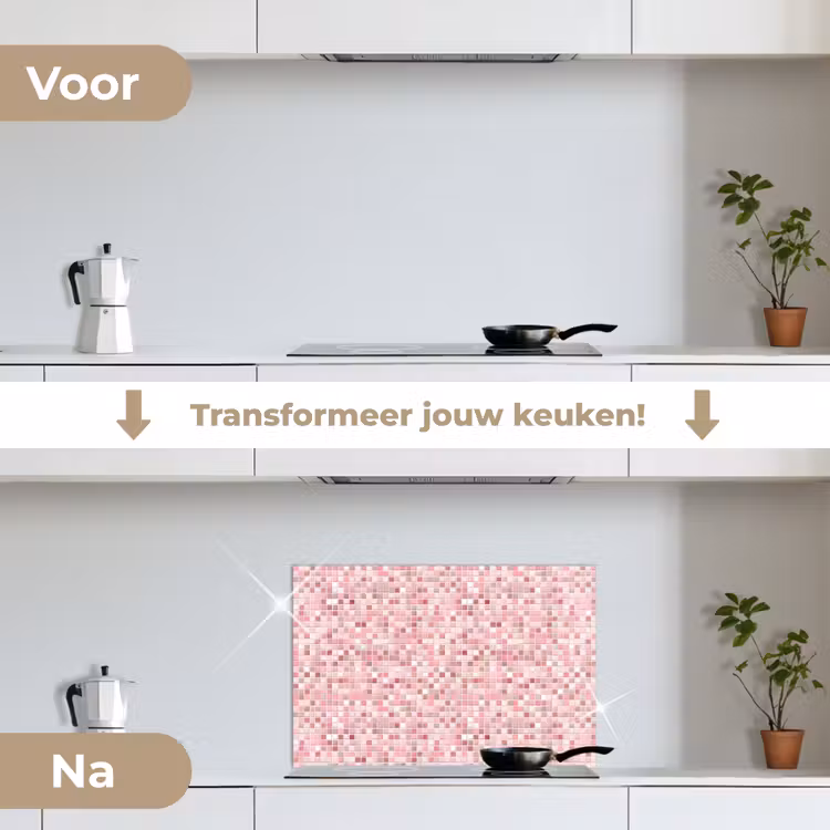 Spatscherm keuken - Mozaïek - Patroon - Roze — 3