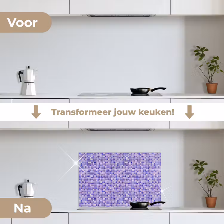 Spatscherm keuken - Mozaïek - Tegels - Lila - Amethist — 3