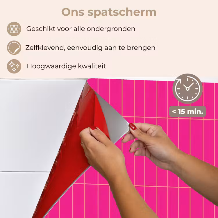 Spatscherm keuken - Patroon - Tegel - Magenta - Roze — 4