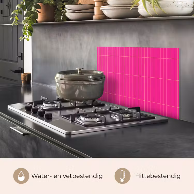 Spatscherm keuken - Patroon - Tegel - Magenta - Roze — 7