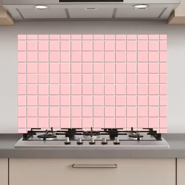 Spatscherm keuken - Patroon - Tegel - Pastelroze — 1