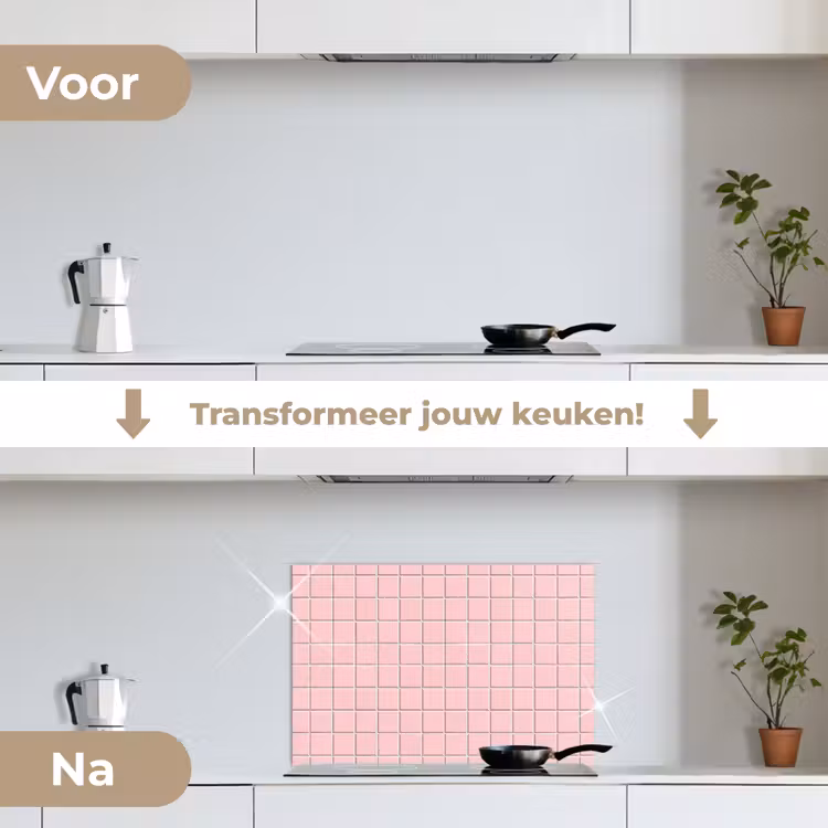 Spatscherm keuken - Patroon - Tegel - Pastelroze — 3
