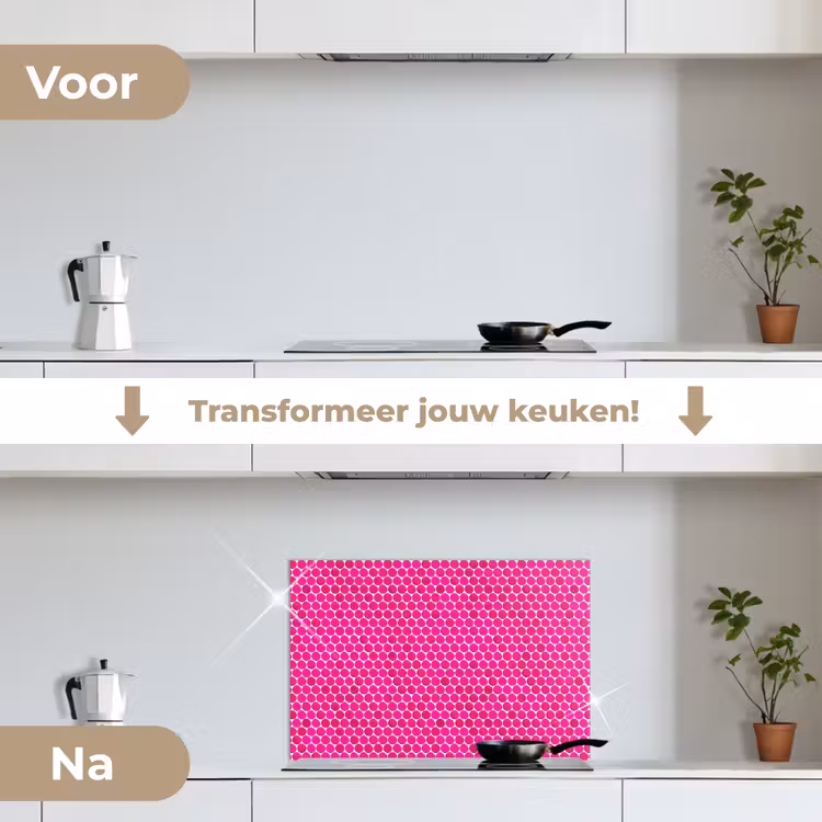 Spatscherm keuken - Penny - Mozaïek - Felroze — 3