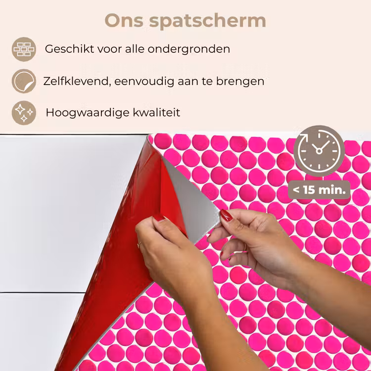 Spatscherm keuken - Penny - Mozaïek - Felroze — 4