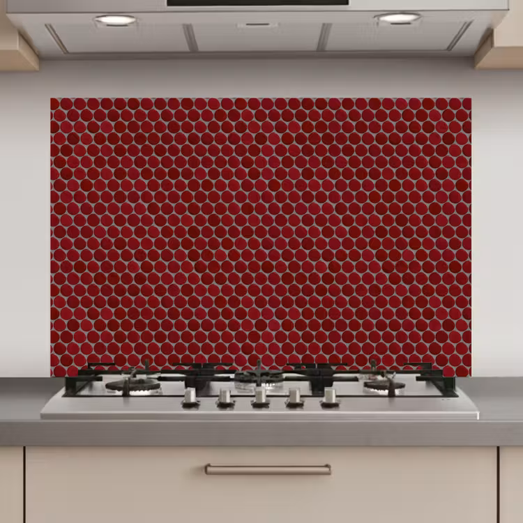 Spatscherm keuken - Penny - Mozaïek - Rond - Rood — 1