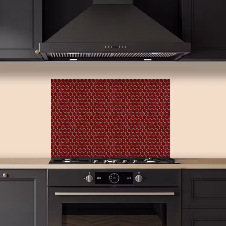 Spatscherm keuken - Penny - Mozaïek - Rond - Rood — 2