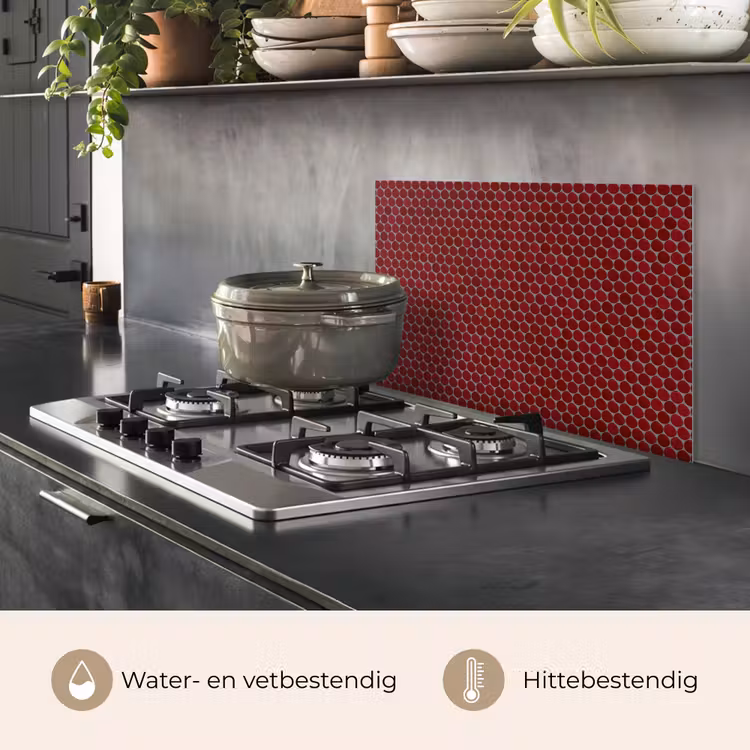 Spatscherm keuken - Penny - Mozaïek - Rond - Rood — 7