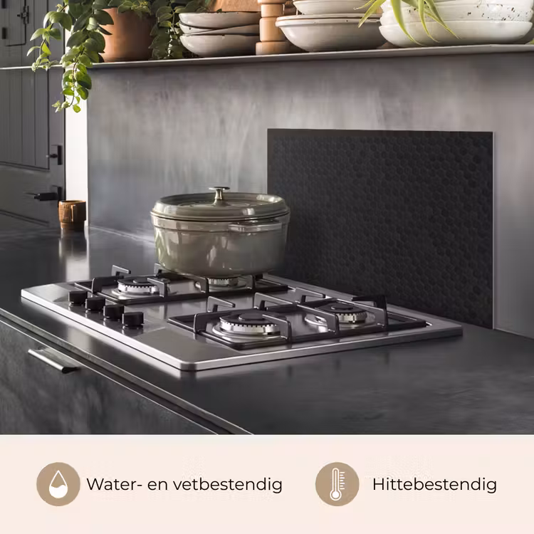 Spatscherm keuken - Penny - Tegel - Mat - Zwart — 7