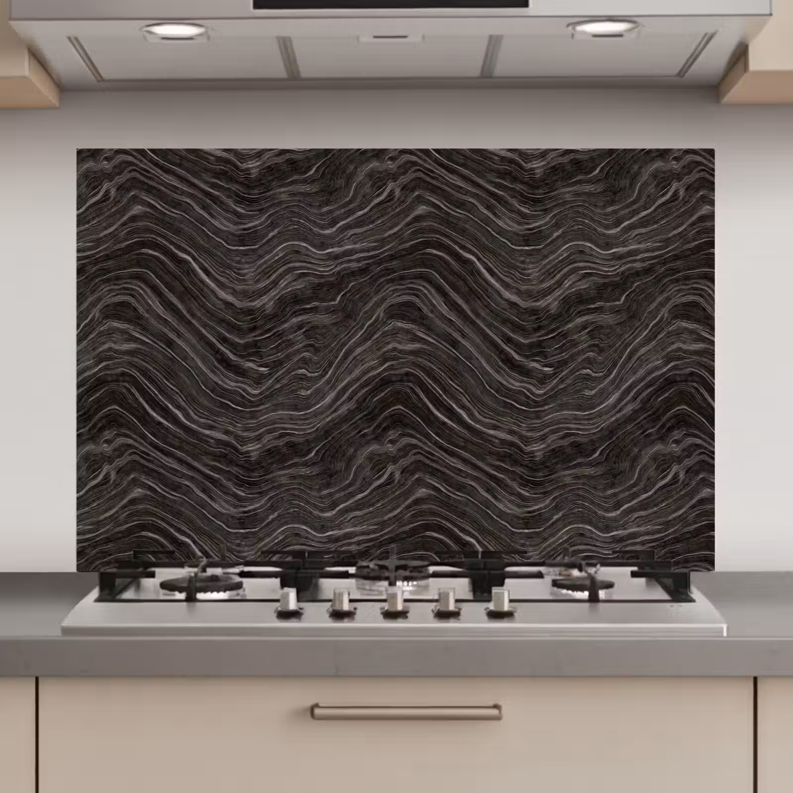 Spatscherm keuken - Patroon - Contrast - Antraciet — 1