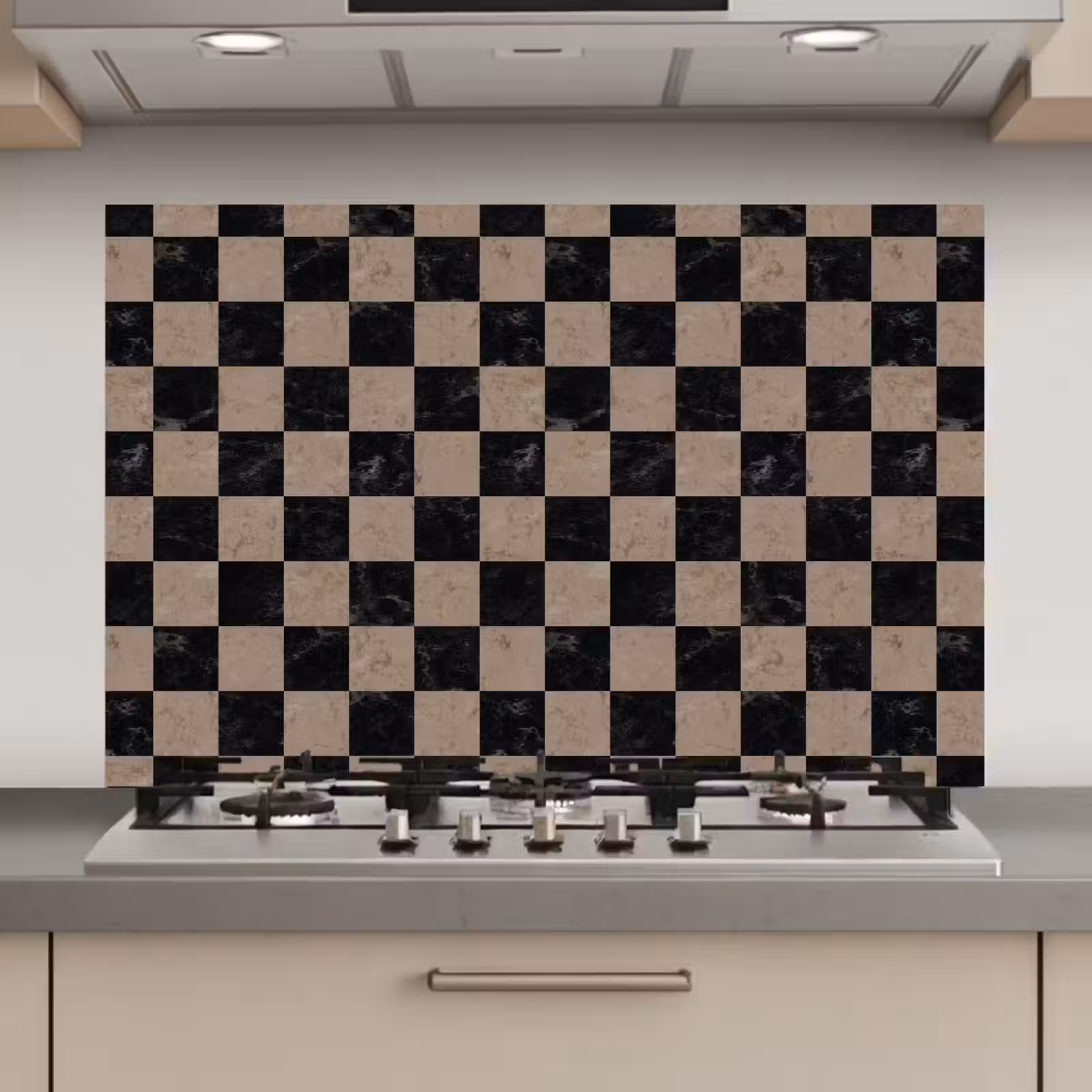 Spatscherm keuken - Patroon - Dambord - Marmer — 1