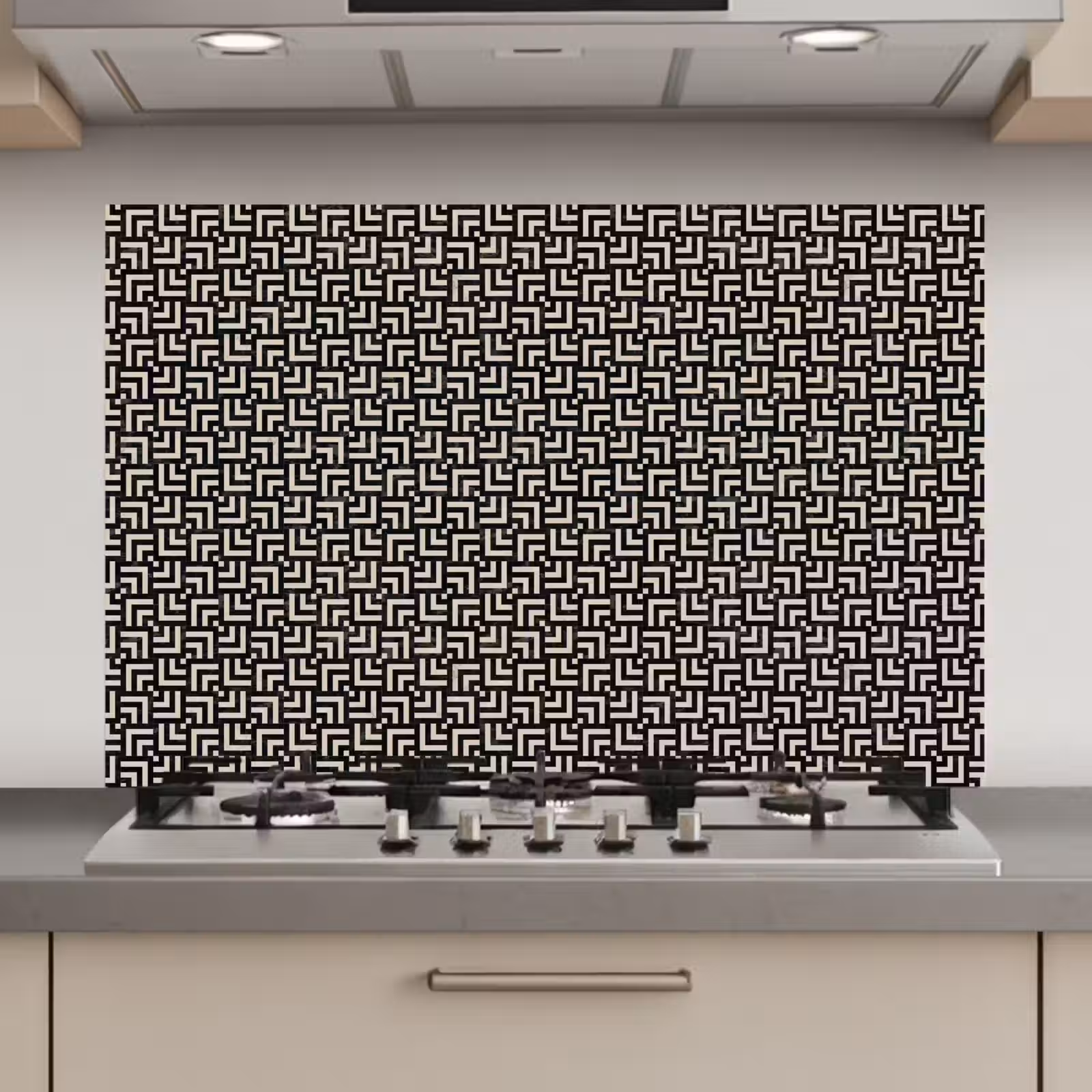 Spatscherm keuken - Patroon - Marmer - Zwart — 1