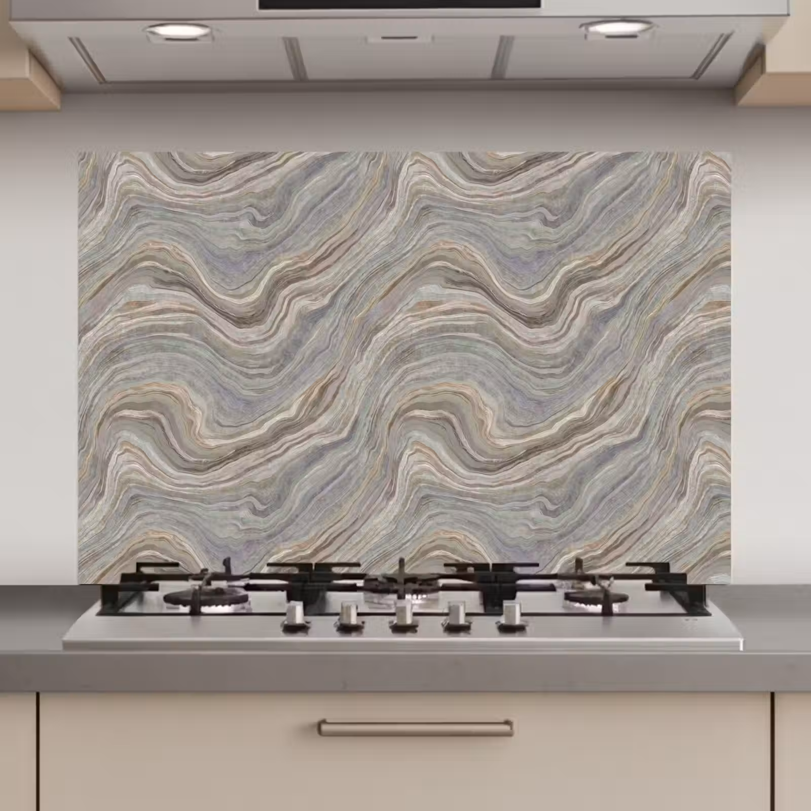 Spatscherm keuken - Patroon - Sereen - Paars - Groen — 1