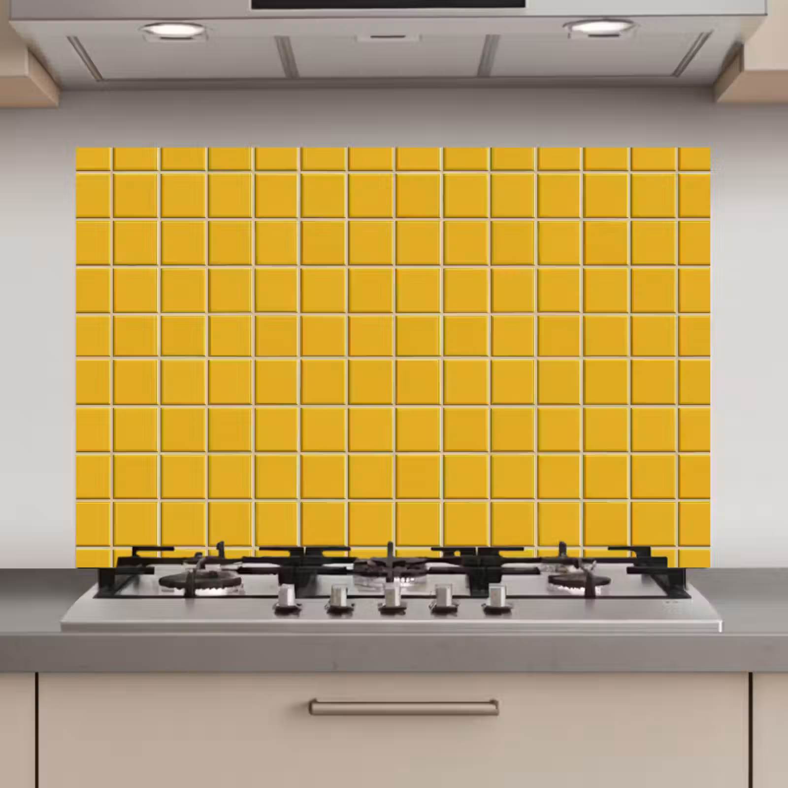 Spatscherm keuken - Patroon - Tegel - Okergeel — 1
