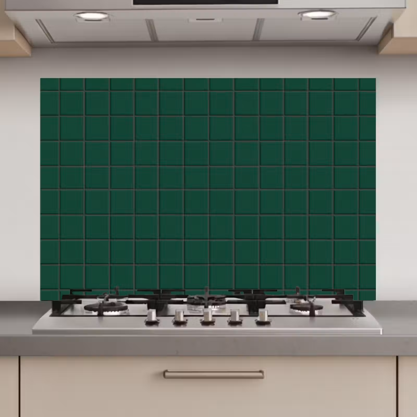 Spatscherm keuken - Patroon - Tegels - Dennen - Groen — 1